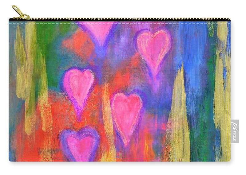 Abstract Painting Zip Pouch featuring the painting Hearts Rising by Marla McPherson