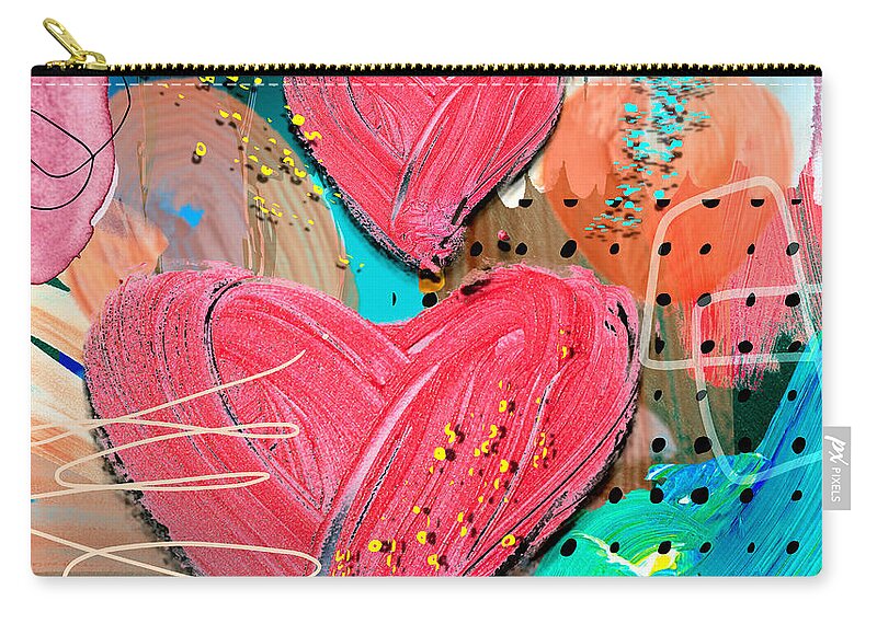 Heart Zip Pouch featuring the digital art Hearts Rising by Tina Mitchell