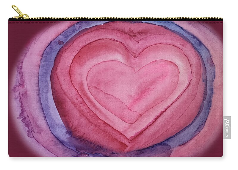 Vibrant Carry-all Pouch featuring the painting Hearts within Hearts by Sandy Rakowitz