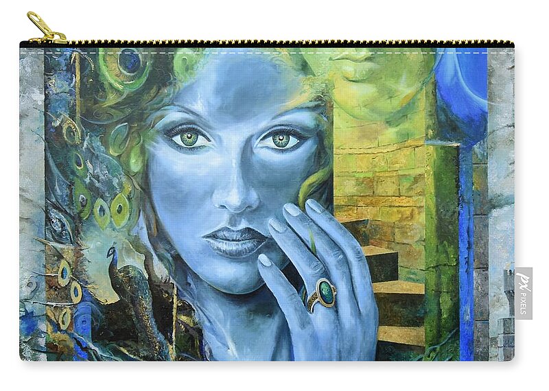 Portrait Zip Pouch featuring the painting Heavenly Garden by Sinisa Saratlic