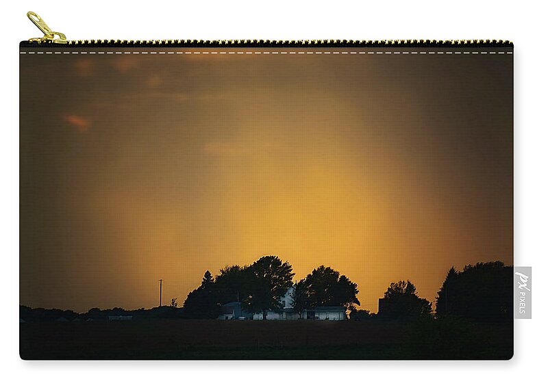 Heavenly Rays Over Farm Zip Pouch featuring the photograph Heavenly Rays Over Farm by Kathy M Krause