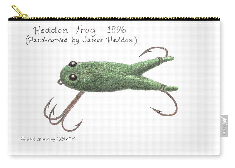 Heddon Frog Antique Lure Zip Pouch by Daniel Lindvig - Pixels