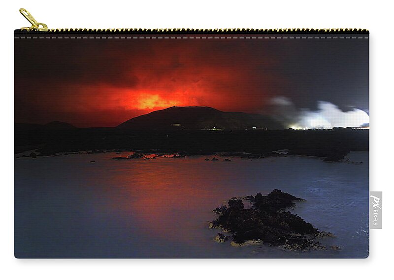 Volcano Zip Pouch featuring the photograph Hell and high water #1 by Christopher Mathews