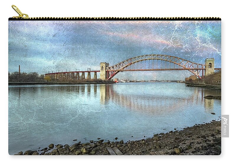Surrealism Zip Pouch featuring the photograph Hell Gate Surreal Reflection by Cate Franklyn