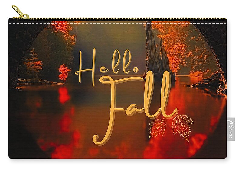 Fall Zip Pouch featuring the digital art Hello Fall by Tina Mitchell