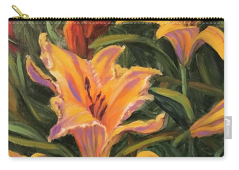 Flowers Zip Pouch featuring the painting Hello Spring by Sherrell Rodgers