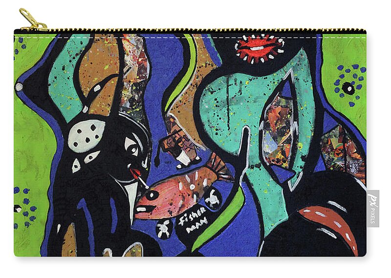 Soweto Zip Pouch featuring the painting Hello There by Nkuly Sibeko