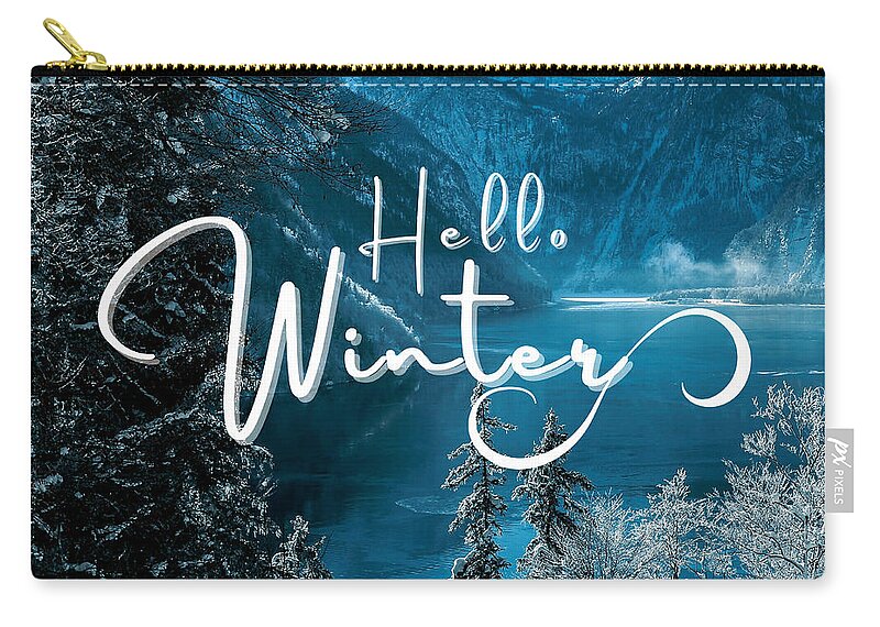 Winter Zip Pouch featuring the digital art Hello Winter by Tina Mitchell