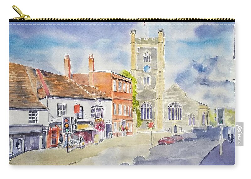 Henley Zip Pouch featuring the painting Henley on Thames, Oxfordshire, England by Geeta Yerra