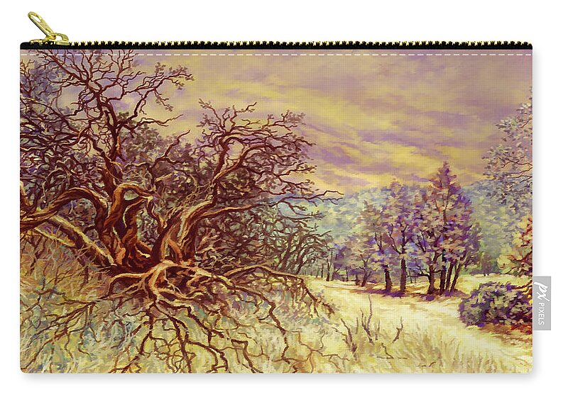 Henry Coe State Park Zip Pouch featuring the painting Henry Coe State Park by Hans Neuhart