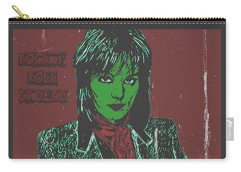 Joan Jett Zip Pouch featuring the digital art Here Comes Joanie by Christina Rick
