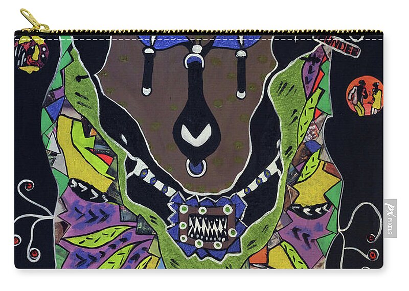 Soweto Carry-all Pouch featuring the painting Here I Am by Nkuly Sibeko