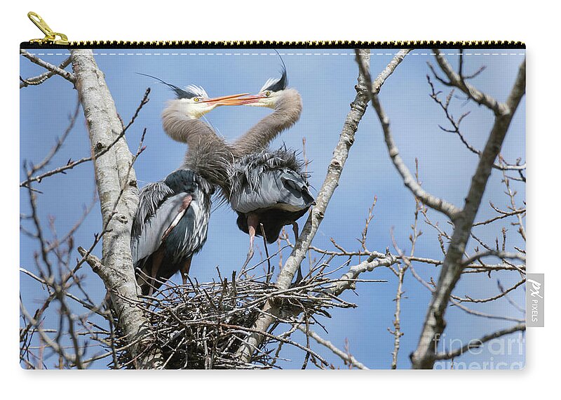 Kmaphoto Zip Pouch featuring the photograph Heron Love by Kristine Anderson