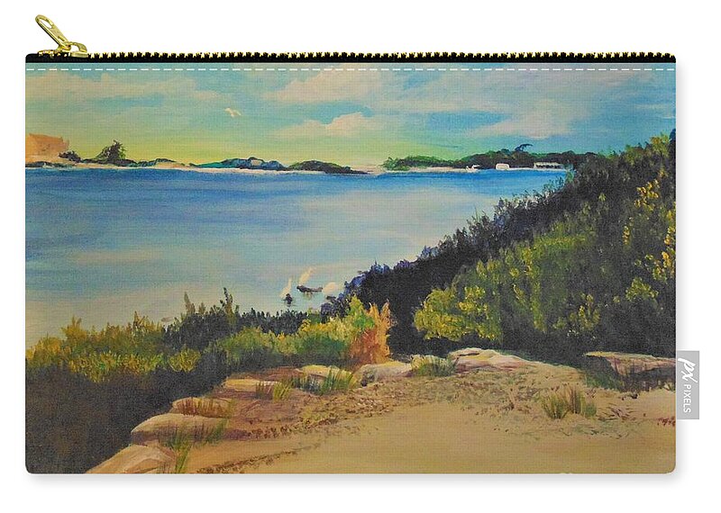 Landscape Carry-all Pouch featuring the painting Herons at Waterfront Park by Saundra Johnson