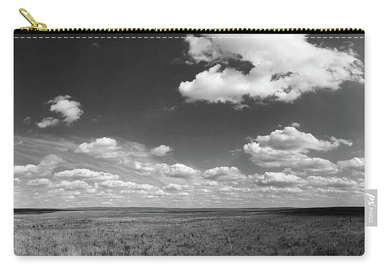 Richard E Porter Zip Pouch featuring the photograph Hi-Plains Afternoon-BW, Buffalo Lake Wildlife Refuge, Panhandle of Texas by Richard Porter
