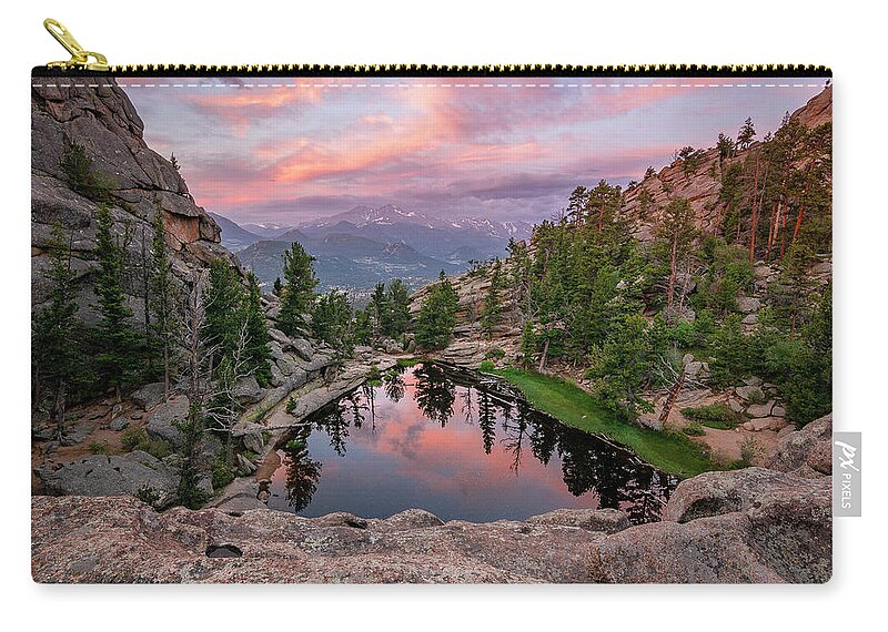 Longs Peak Zip Pouch featuring the photograph Hidden Gem Sunrise by Aaron Spong