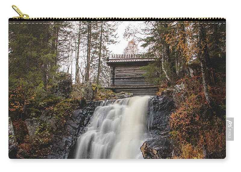 Komulanköngäs Carry-all Pouch featuring the photograph Hidden Komulankongas waterfall by Vaclav Sonnek
