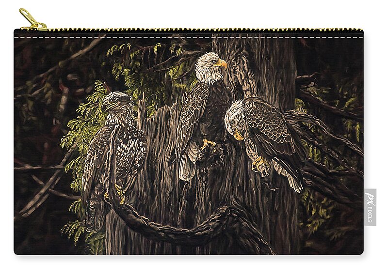 Eagle Zip Pouch featuring the painting High Above the Canopy by Linda Becker