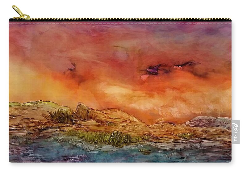 Storm Carry-all Pouch featuring the painting High Desert Storm by Angela Marinari