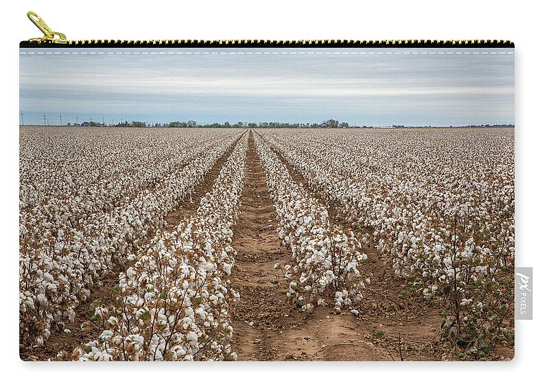 White Zip Pouch featuring the photograph High Plains Cotton by Steve Templeton