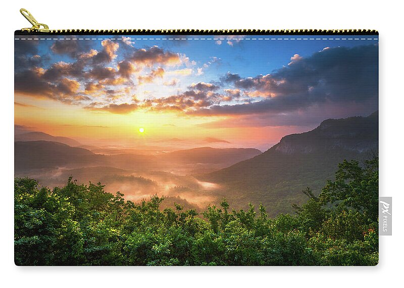 Sunset Zip Pouch featuring the photograph Highlands Sunrise - Whitesides Mountain in Highlands NC by Dave Allen