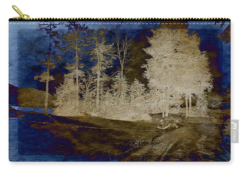 Trees Carry-all Pouch featuring the digital art Highlighted Trees at the Lake by Russ Considine