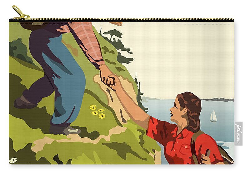 Hike Zip Pouch featuring the digital art Hiking in USSR by Long Shot