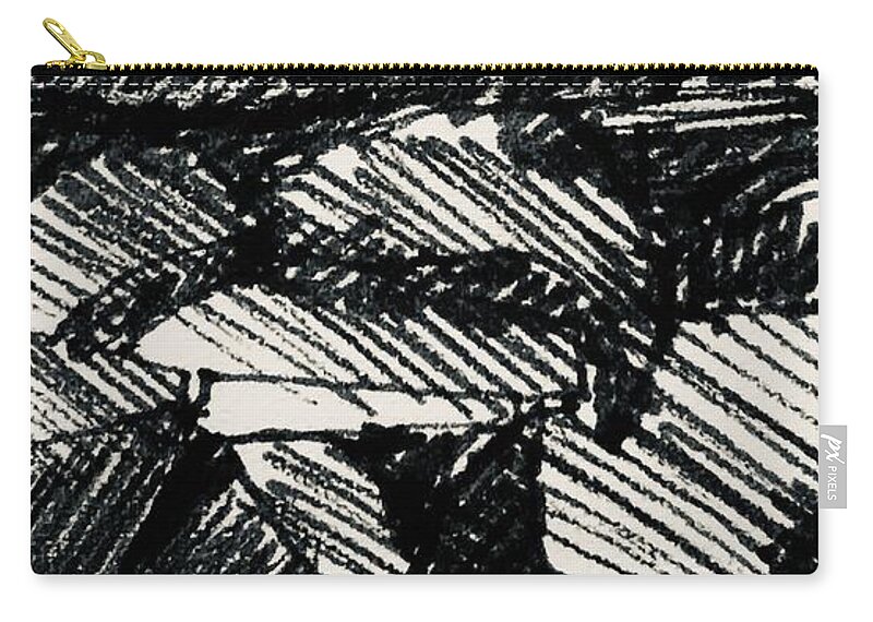 Hills Zip Pouch featuring the drawing Hills Are There to be Climbed by Lynda Zahn