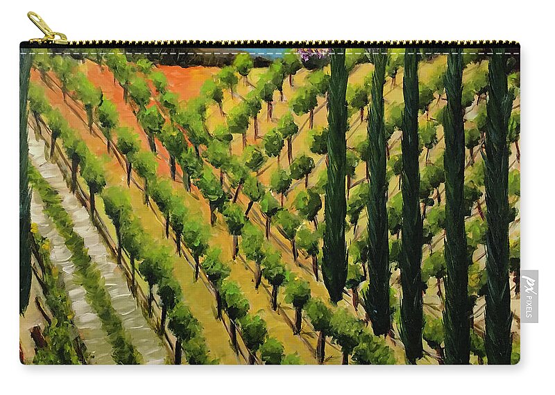 Temecula Zip Pouch featuring the painting Hillside Vines Temecula by Roxy Rich