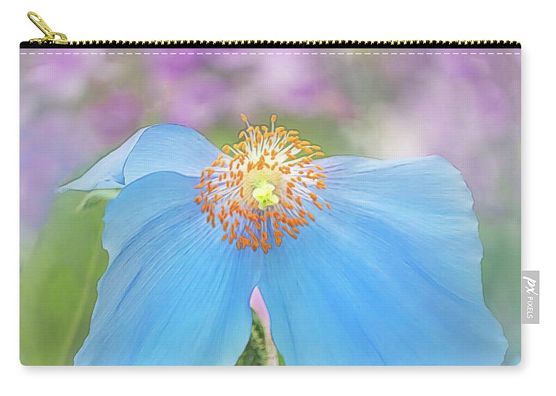 Poppy Zip Pouch featuring the photograph Himalayan Blue Poppy - In The Garden by Sylvia Goldkranz