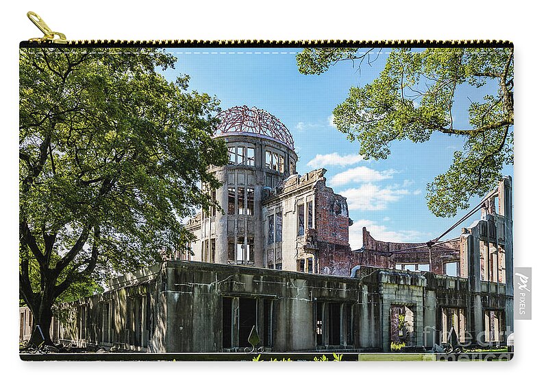 Memorial Zip Pouch featuring the photograph Hiroshima A-bomb dome by Lyl Dil Creations