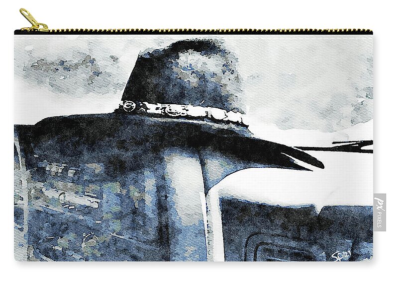Watercolor Zip Pouch featuring the mixed media His Favorite Hat Watercolor Painting by Shelli Fitzpatrick