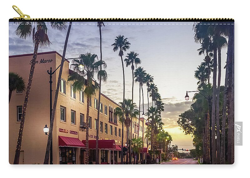 Michael Walsh Zip Pouch featuring the photograph Historic KMI Building At Sunrise In Venice, Florida 2 by Liesl Walsh