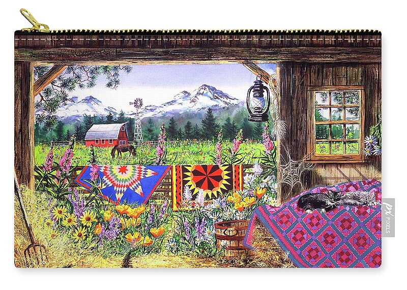 Barn Zip Pouch featuring the painting Hole in the Barn Door by Diane Phalen