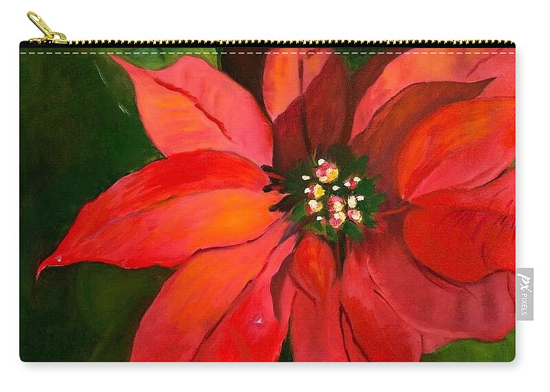 Poinsettia Zip Pouch featuring the painting Holiday Dancer by Juliette Becker