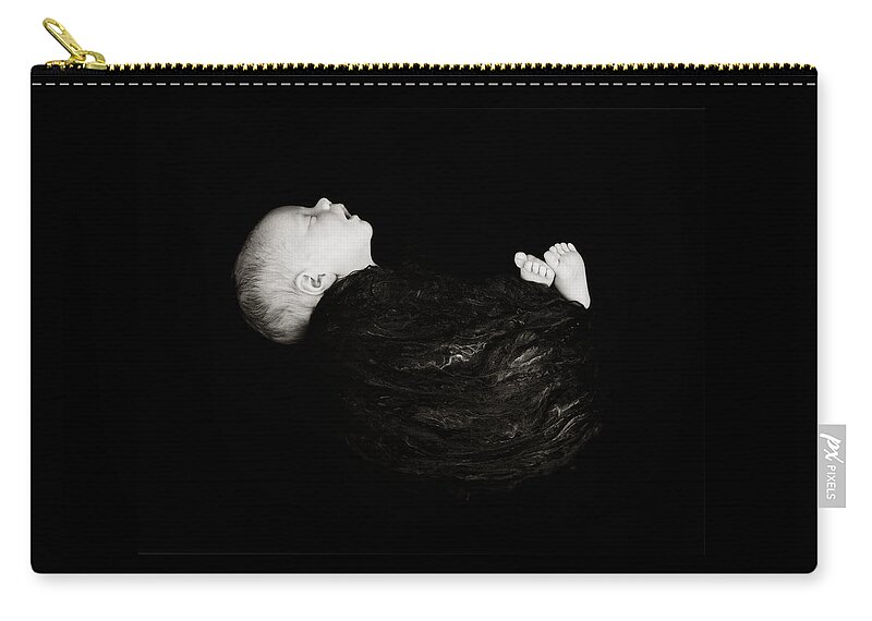 Black & White Zip Pouch featuring the photograph Holly in Black Silk by Anne Geddes