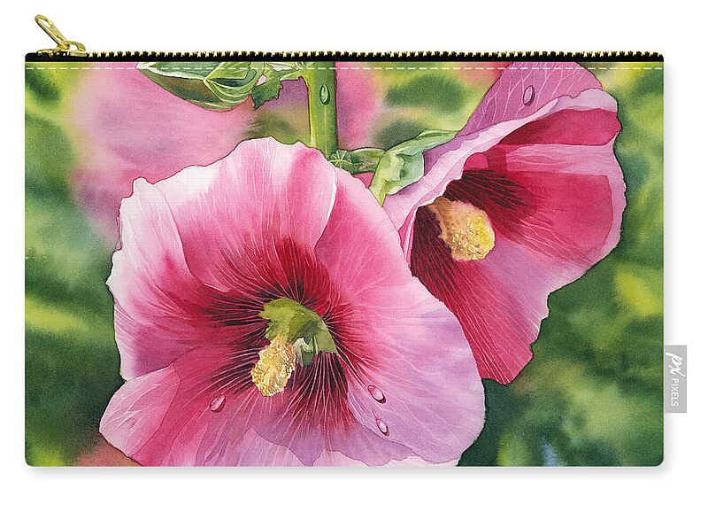 Hollyhock Carry-all Pouch featuring the painting Hollyhock by Espero Art