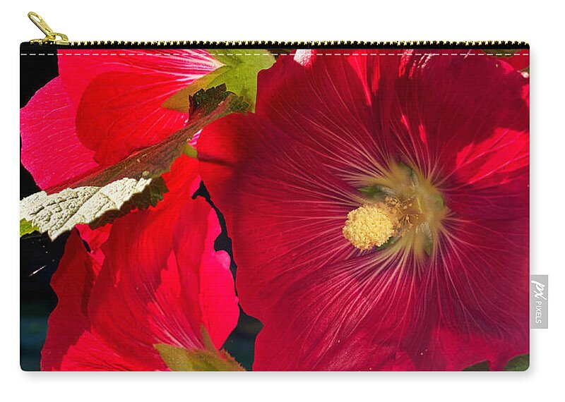 Hollyhock Zip Pouch featuring the photograph Hollyhocks by Jeanette French