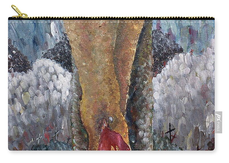 Feet On The Cross Zip Pouch featuring the painting Holy Feet by Pamela Henry