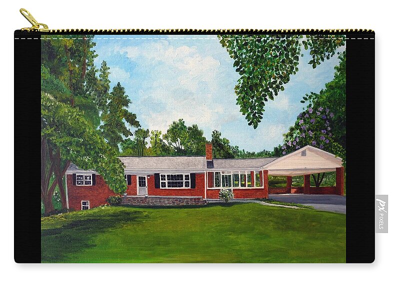Brick Ranch House Zip Pouch featuring the painting Home Sweet Home by Julie Brugh Riffey