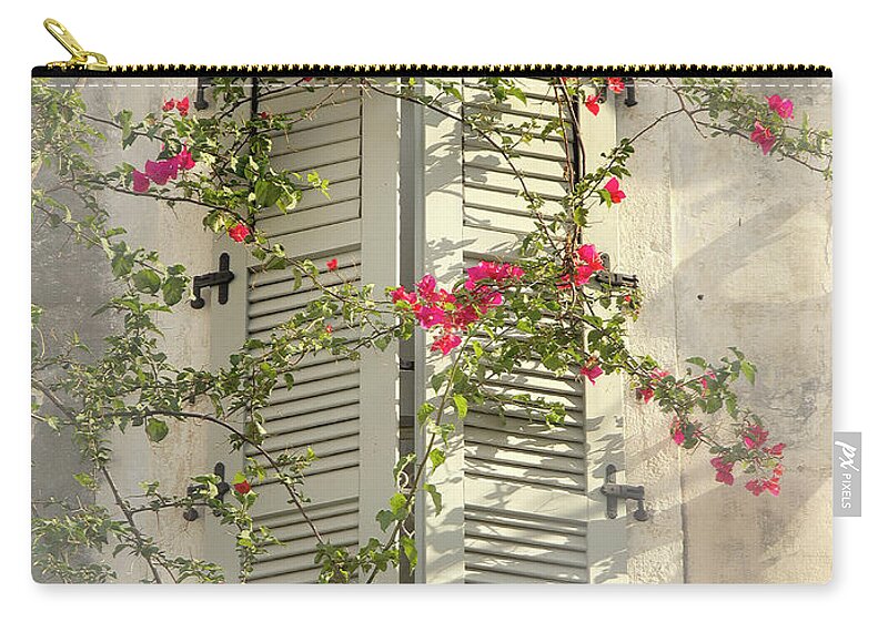 Home Sweet Window Shatters Flowers Soft Delicate Gentle Pleasing Impressionistic Impressions Impressionism Attractive Allure Atmospheric Uplifting Conceptual Charismatic Dreams Growing Flowering Peace Peaceful Tranquil Tranquility Restful Relaxing Relaxation Painterly Artistic Pastel Watercolor Art Old Smart Thought Provoking Thoughtful Haven House Poetic Magical Sunny Day Afternoon Foggy Misty Touching Life-style Half-opened Greece Corfu Greek Inspirational Spiritual Lightness Sun Highlights Carry-all Pouch featuring the photograph Home Sweet Home,warm Andtender by Tatiana Bogracheva
