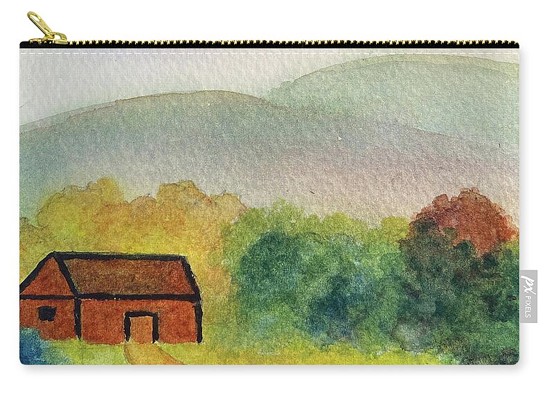 Berkshires Carry-all Pouch featuring the painting Home Tucked Into Hill by Anne Katzeff