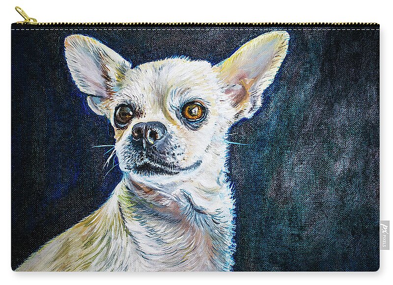Chihuahua Puppy Zip Pouch featuring the painting Honey Dog by Rowan Lyford