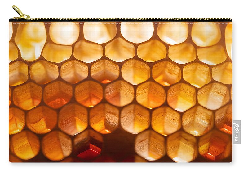 Honey Zip Pouch featuring the photograph Honeycomb Macro by Amelia Pearn