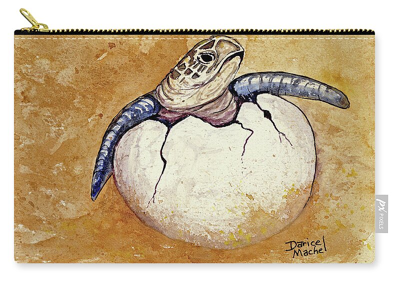 Honu Carry-all Pouch featuring the painting Honu Hatchling by Darice Machel McGuire