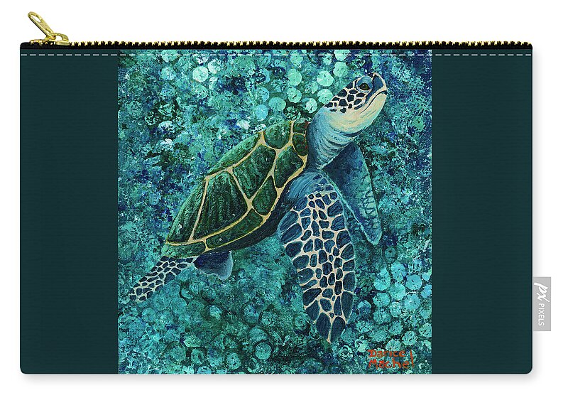 Animal Zip Pouch featuring the painting Honu In The Deep Blue Sea by Darice Machel McGuire