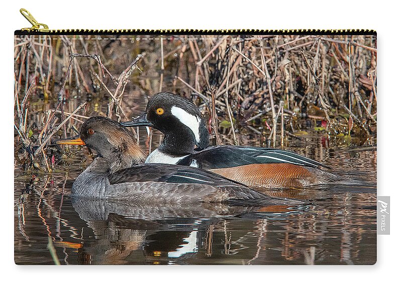 Nature Carry-all Pouch featuring the photograph Hooded Merganser Pair DWF0230 by Gerry Gantt