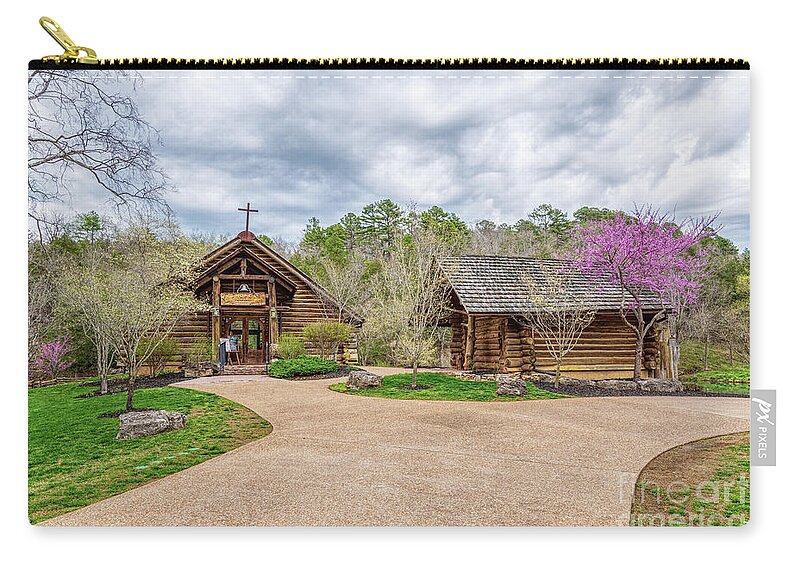Hope Wilderness Chapel Zip Pouch featuring the photograph Hope Wilderness Log Chapel by Jennifer White