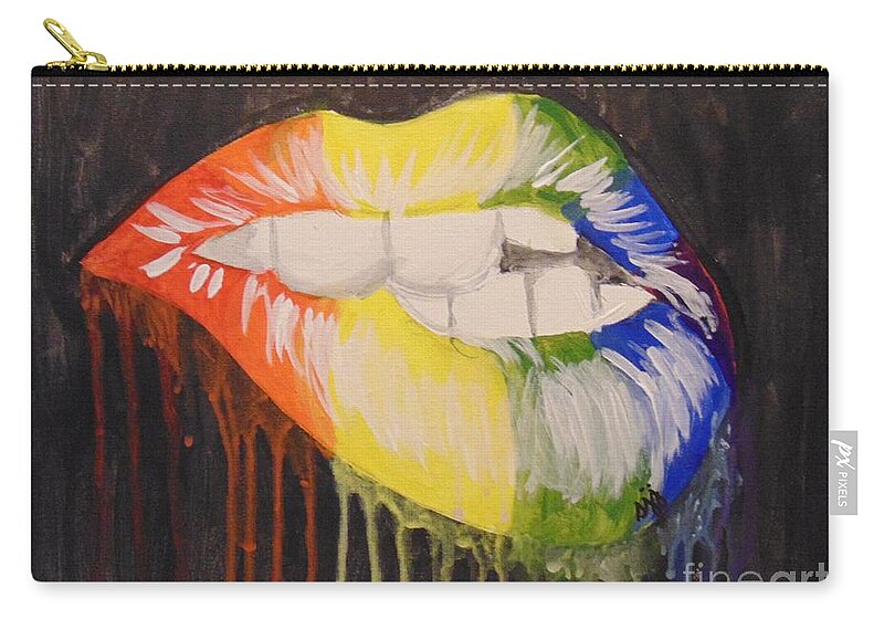Black Canvas Zip Pouch featuring the painting Hopeful by Saundra Johnson