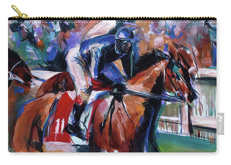 Kentucky Horse Racing Zip Pouch featuring the painting Horse 11 by John Gholson